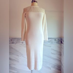 Express Lace Yock Ivory Midi Sweater Dress Sz M